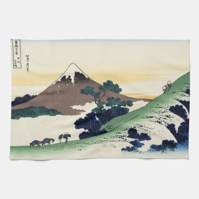 Cool oriental japanese Hokusai Fuji View landscape Kitchen Towel (Horizontal)