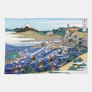 Cool oriental japanese Hokusai Fuji View landscape Kitchen Towel