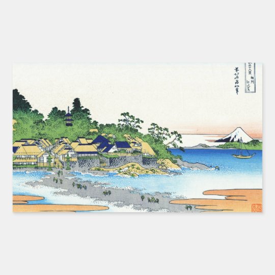 Cool oriental japanese Hokusai Fuji View landscape Rectangular Sticker