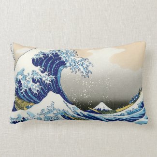 Cool oriental japanese Hokusai Fuji View landscape Throw Pillow