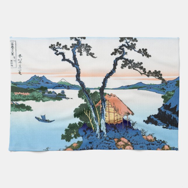 Cool oriental japanese Hokusai Fuji View landscape Towel (Horizontal)