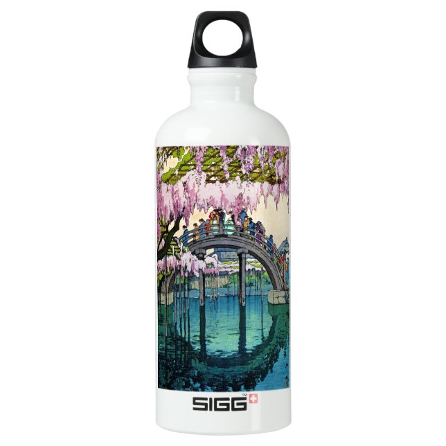 Cool oriental japanese Kameido Bridge Yoshida art Water Bottle (Front)