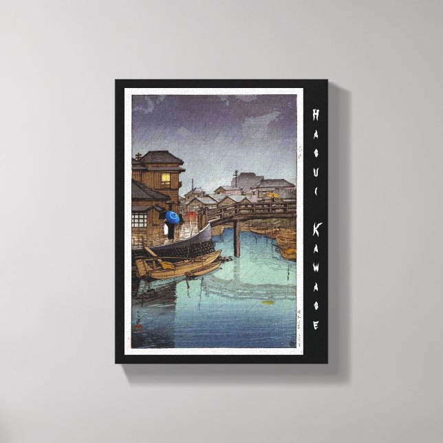 Cool oriental japanese Kawase rainy day art Canvas Print (Front)