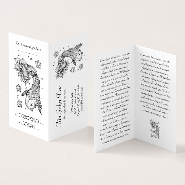 Cool Oriental Japanese Koi Carp Fish Lotus flower Business Card (Inside and Outside)