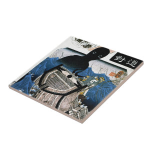 Cool oriental japanese Kuniyoshi sea demon art Ceramic Tile