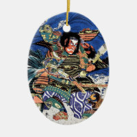 Cool oriental japanese legendary warrior samurai ceramic ornament