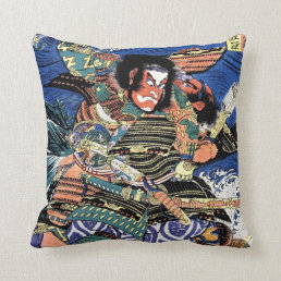 Cool oriental japanese legendary warrior samurai throw pillow
