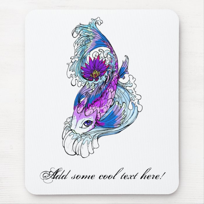 Cool Oriental Japanese Purple Koi Fish Mouse Pad