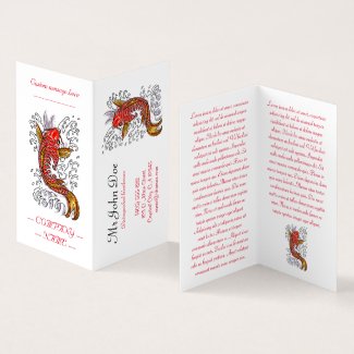 Cool oriental japanese red ink lucky koi fish art business card
