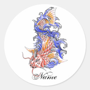 Cool Oriental Japanese Red Koi Carp Fish tattoo Classic Round Sticker