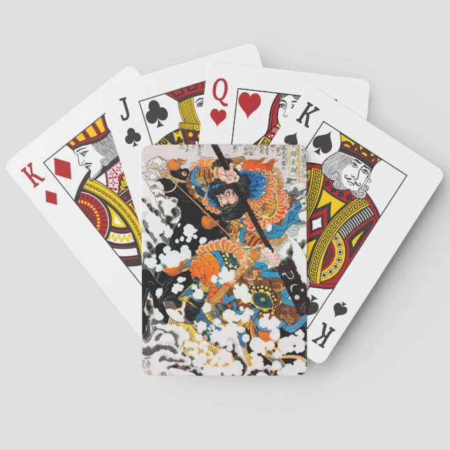 Cool oriental japanese samurai warrior tattoo poker cards (Back)
