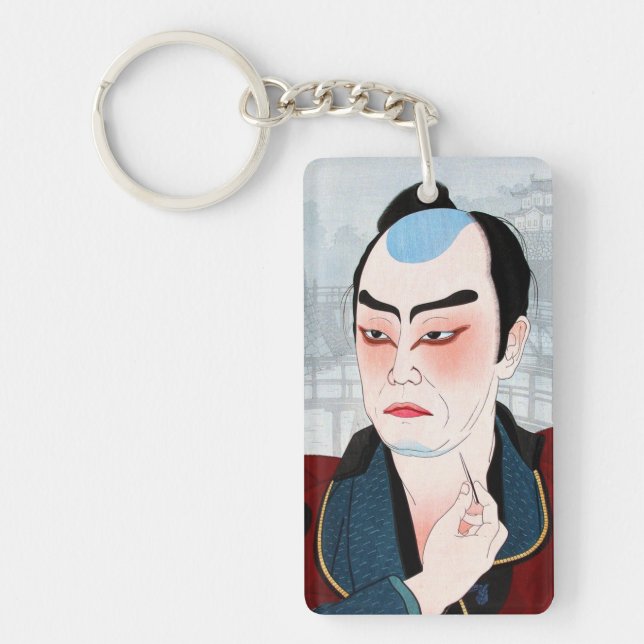Cool oriental japanese Shunsen Natori Kabuki actor Keychain (Front)