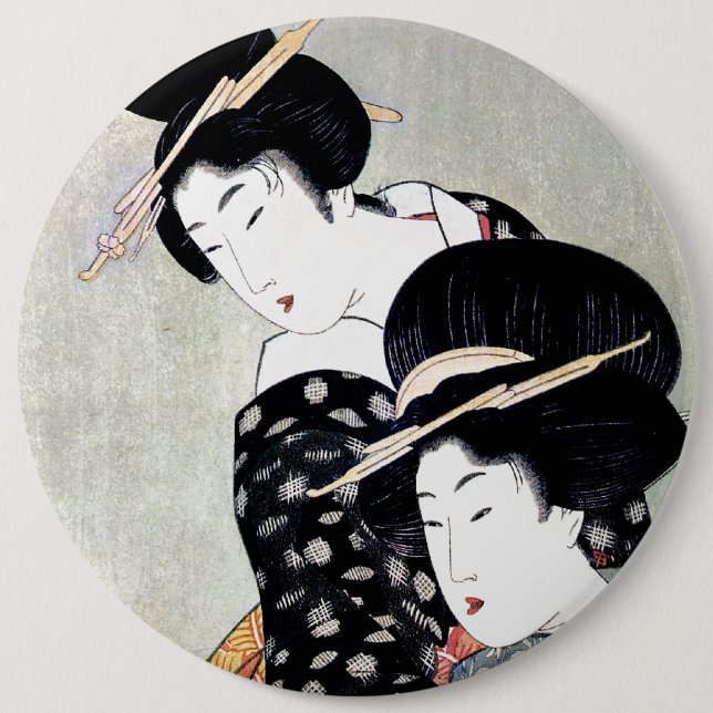 Cool Oriental Japanese Traditional Geisha art Button (Front)