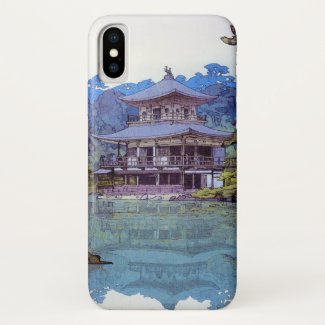 Cool oriental japanese watercolour temple painting iPhone x case