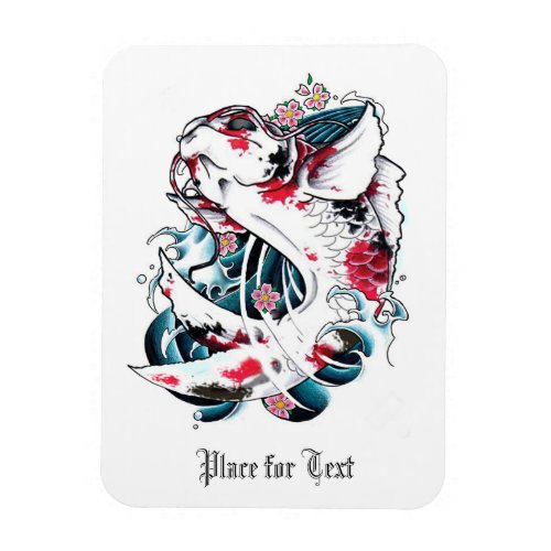 Cool Oriental Japanese White Koi Carp Fish tattoo Magnet