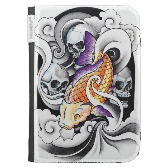 Cool Oriental Koi Carp Skull tattoo Kindle 3G Covers