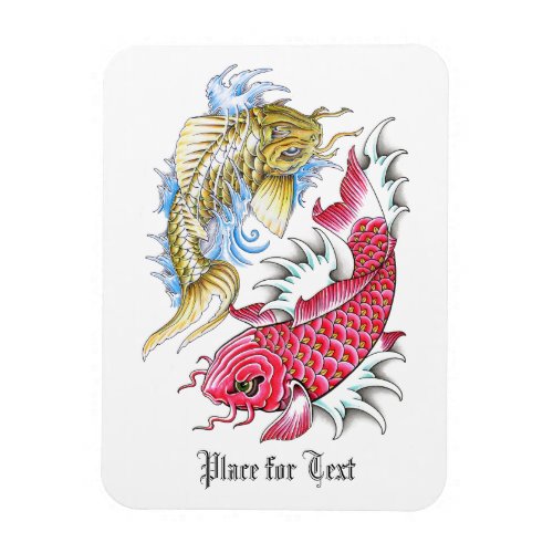 Cool Oriental Koi Fish Red Gold Yin Yang tattoo Magnet