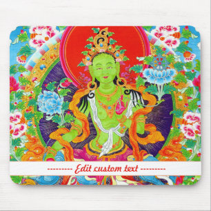 Cool oriental mandala Green Tara god vibrant Mouse Pad