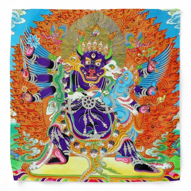 Cool oriental mandala Yamantaka vibrant god art Bandana (Front)