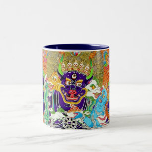 Cool oriental mandala Yamantaka vibrant god art Two-Tone Coffee Mug