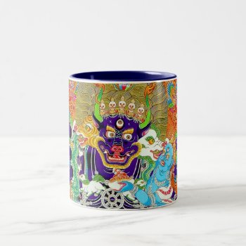 Cool Oriental Mandala Yamantaka Vibrant God Art Two-tone Coffee Mug by TheGreatestTattooArt at Zazzle