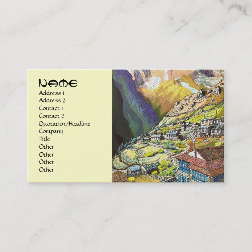 Customizable Cool oriental Namche Bazar Nepal mountain pass Business Cards