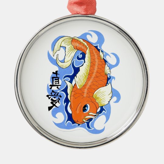 Cool Oriental Orange Classic Japanese Koi Fish Metal Ornament