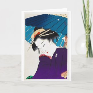 Cool oriental Takane Koko Geisha with Umbrella Card
