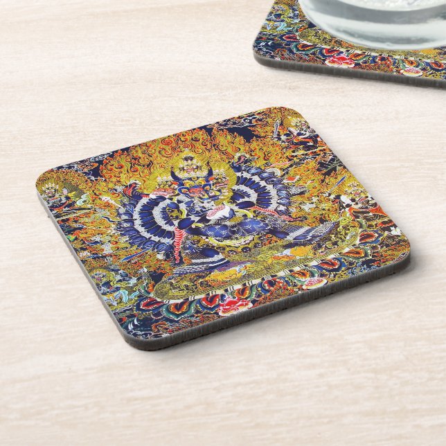Cool oriental tangka Yamantaka death god tattoo Beverage Coaster (Left Side)
