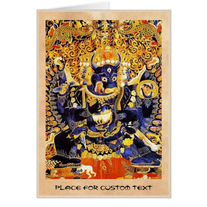 Cool oriental tangka Yamantaka death god tattoo Cards