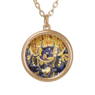 Cool oriental tangka Yamantaka death god tattoo Gold Plated Necklace