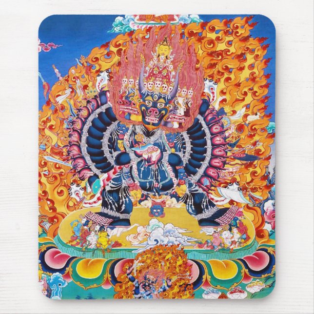 Cool oriental tangka Yamantaka death god tattoo Mouse Pad (Front)