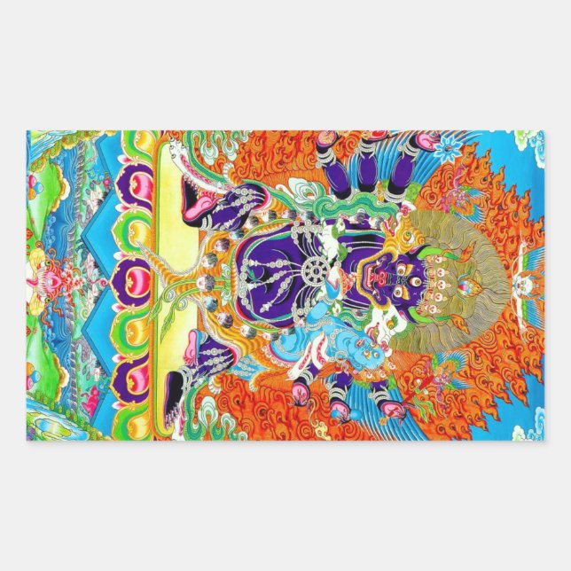 Cool oriental tangka Yamantaka death god tattoo Rectangular Sticker (Front)