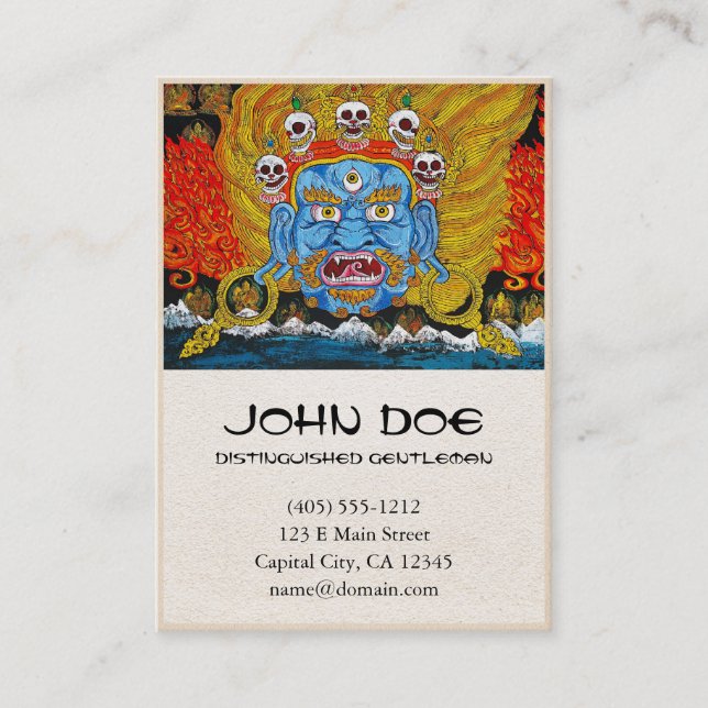 Cool oriental tibetan thangka demon tattoo art business card (Front)