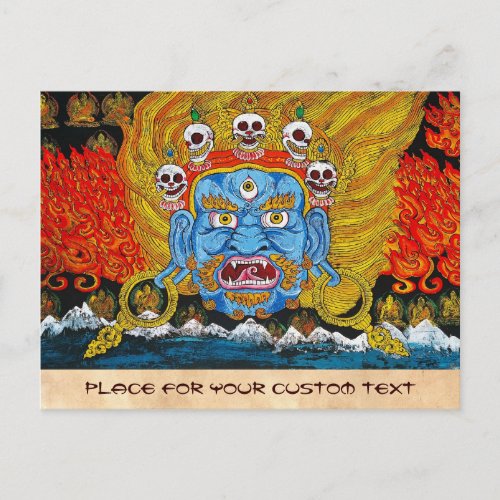 Cool oriental tibetan thangka demon tattoo art postcard