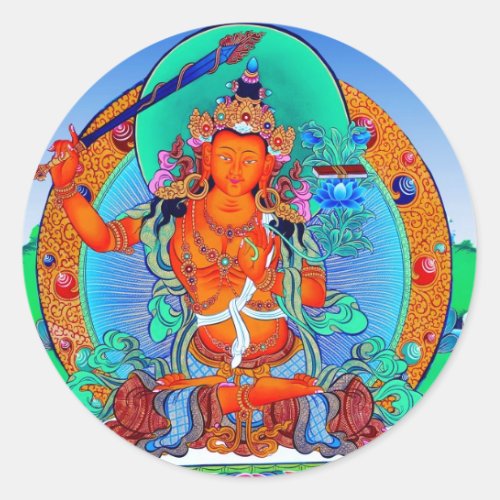Cool oriental tibetan thangka god  tattoo art classic round sticker