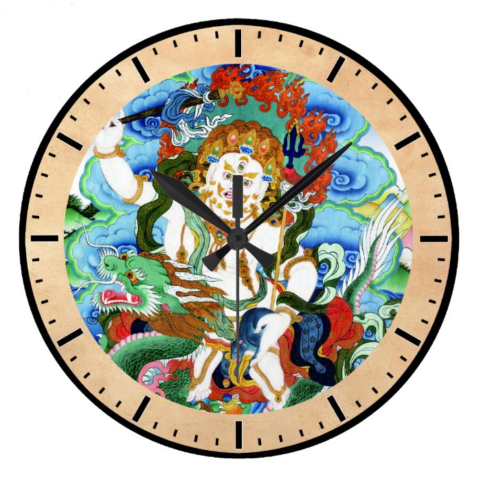 Cool oriental tibetan thangka god tattoo art wall clock