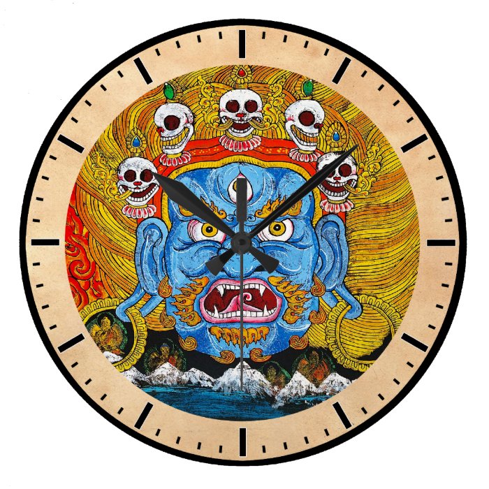 Cool oriental tibetan thangka god tattoo art wallclock