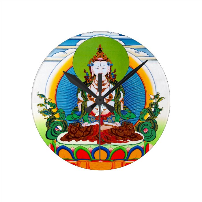 Cool oriental tibetan thangka god tattoo art round wall clocks