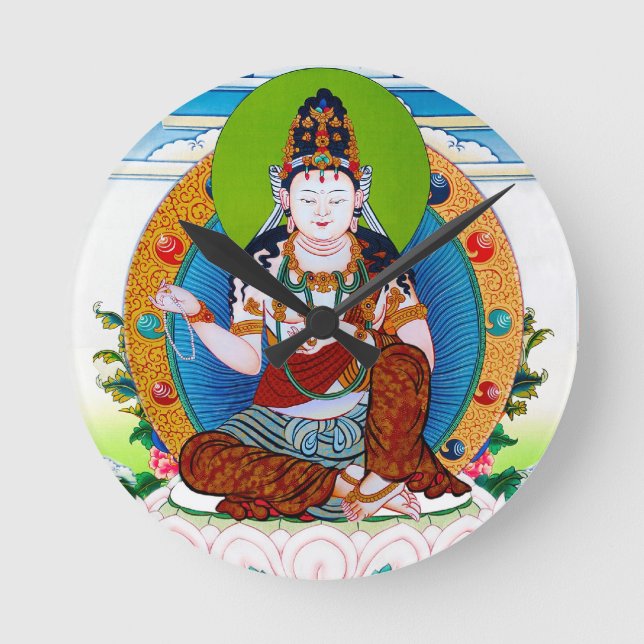 Cool oriental tibetan thangka god tattoo art round clock (Front)