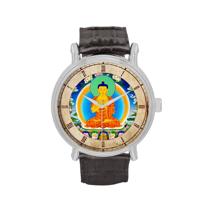 Cool oriental tibetan thangka god tattoo art wrist watch