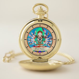 Cool oriental tibetan thangka god tattoo art wrist pocket watch