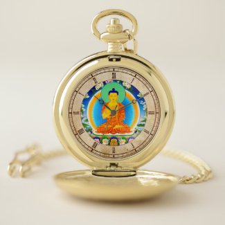 Cool oriental tibetan thangka god tattoo vibrant pocket watch