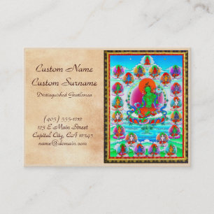 Cool oriental tibetan thangka Green Tara tattoo Business Card