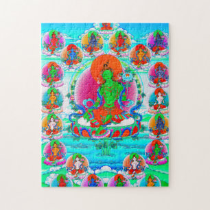 Cool oriental tibetan thangka Green Tara tattoo Jigsaw Puzzle