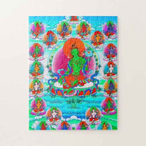 Cool oriental tibetan thangka Green Tara  tattoo Jigsaw Puzzle