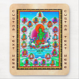 Cool oriental tibetan thangka Green Tara tattoo Mouse Pad