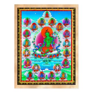 Cool oriental tibetan thangka Green Tara  tattoo Postcard