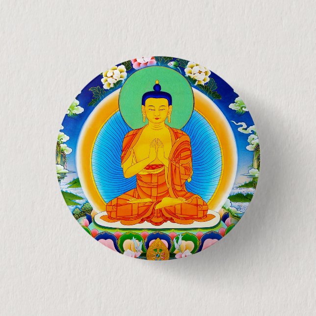 Cool oriental tibetan thangka Prabhutaratna Buddha Pinback Button (Front)