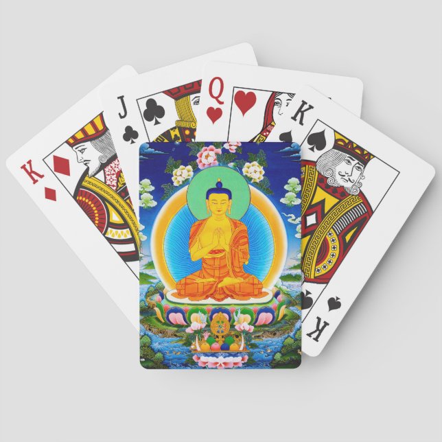 Cool oriental tibetan thangka Prabhutaratna Buddha Poker Cards (Back)